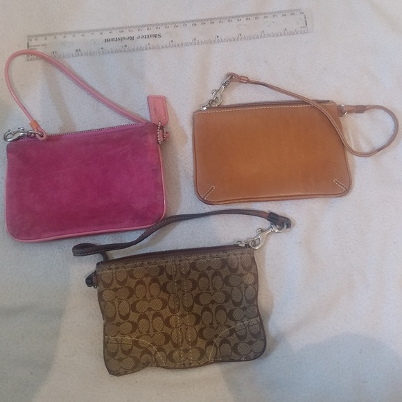 3 piece set lot Coach Pouchette pouch mono pink - Picture 2 of 8